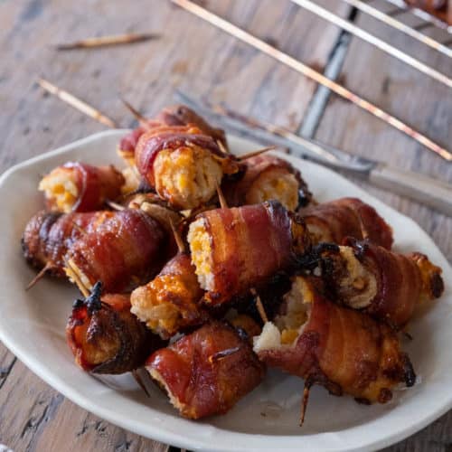 Bacon Wraps, a salty, sweet holiday appetizer everyone loves.